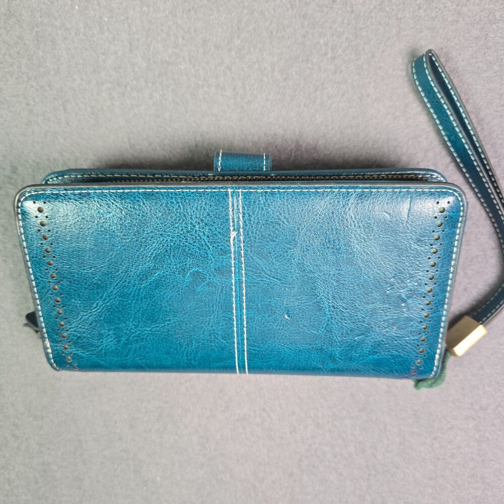 SENDEFN Wallet Leather Bifold Organizer Teal RFID Snap Zip Card Holder - Picture 3 of 15